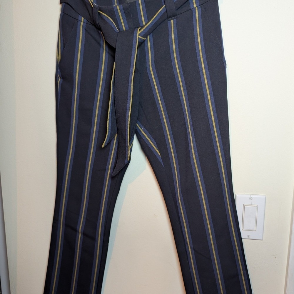 LOFT Women's Navy Dress Pants with Tie Elegant Design